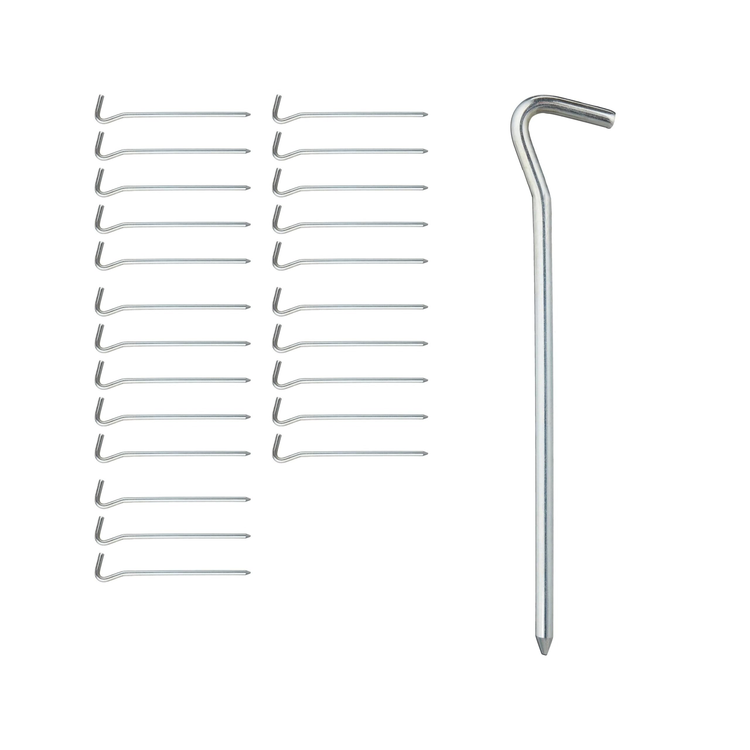 240 Piquetas Camping Redondas, Suelo Normal y Duro, Estacas Acampada, Hierro Galvanizado, 18 cm, Plateado