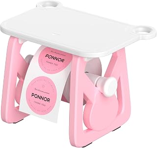 PONNOR Label Holder for Rolls and Fanfold Labels, Thermal Sticker Holder for Desktop Printer, Fragile Stickers for Shipping, Label Stand Accessory Supplies for Home, DIY, Office, Small Business(Pink)