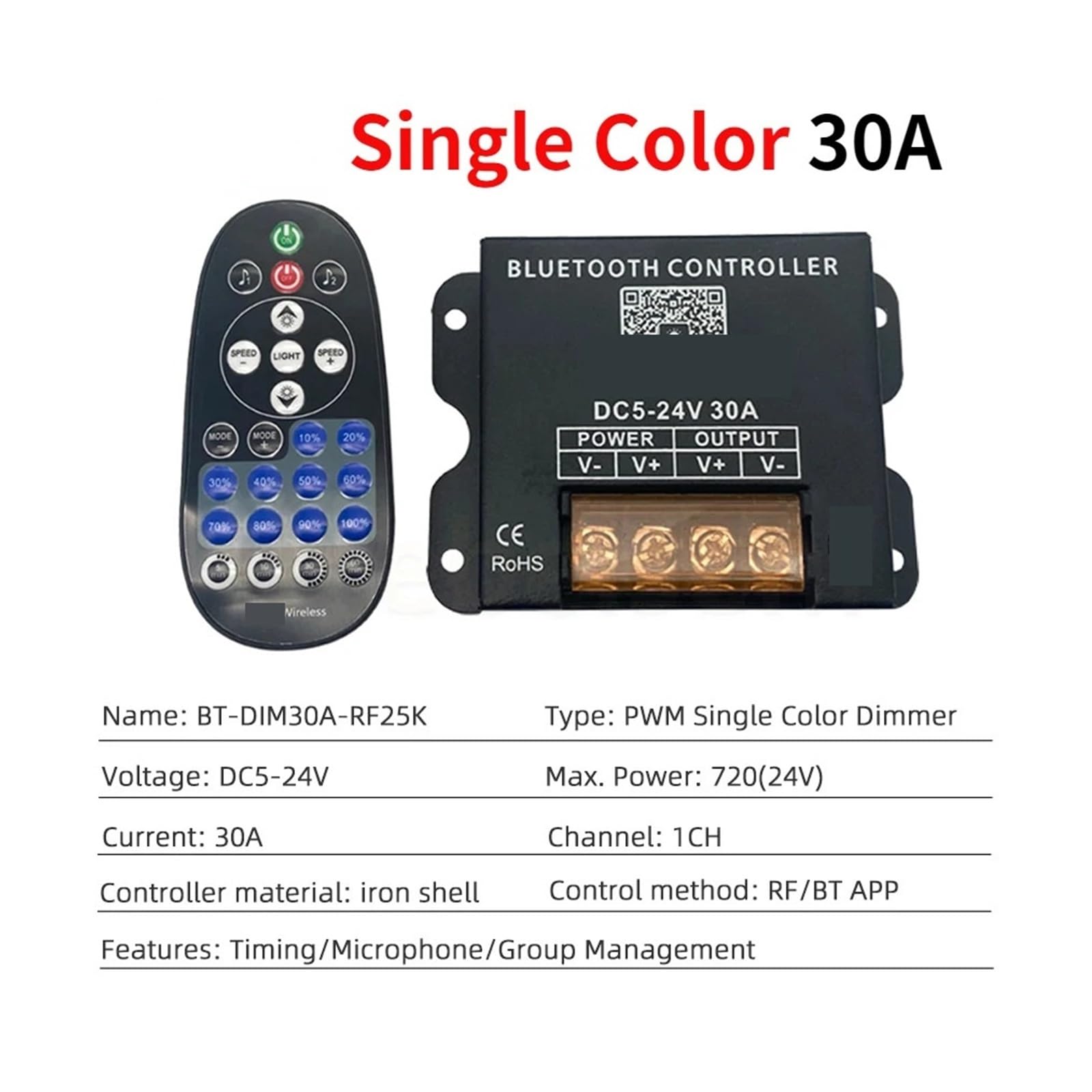 Controlador atenuador LED atenuador PWM 10A/CH adecuado for tiras de luz LED monocromáticas, RGB, RGBW/luces de módulo DC5-24V(RGBw (4CH))