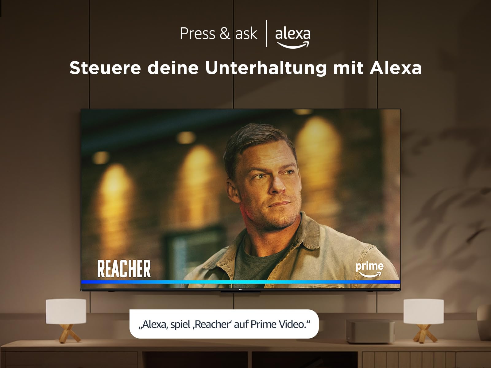 TCL 43T6C 43 Zoll QLED Fernseher, 4K UHD Fire TV, HDR10+, Dolby Vision & Atmos, Smart TV mit Sprachsteuerung mit Alexa, Google Cast & AirPlay 2