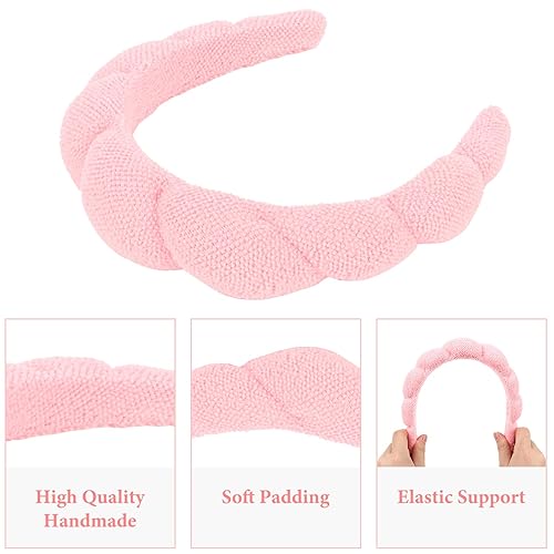Miniatura 3 de BAHABY Diadema de spa para lavar la cara, cuidado de la piel, maquillaje, diadema de esponja, diadema de spa y muñequera, nubes suave banda para el