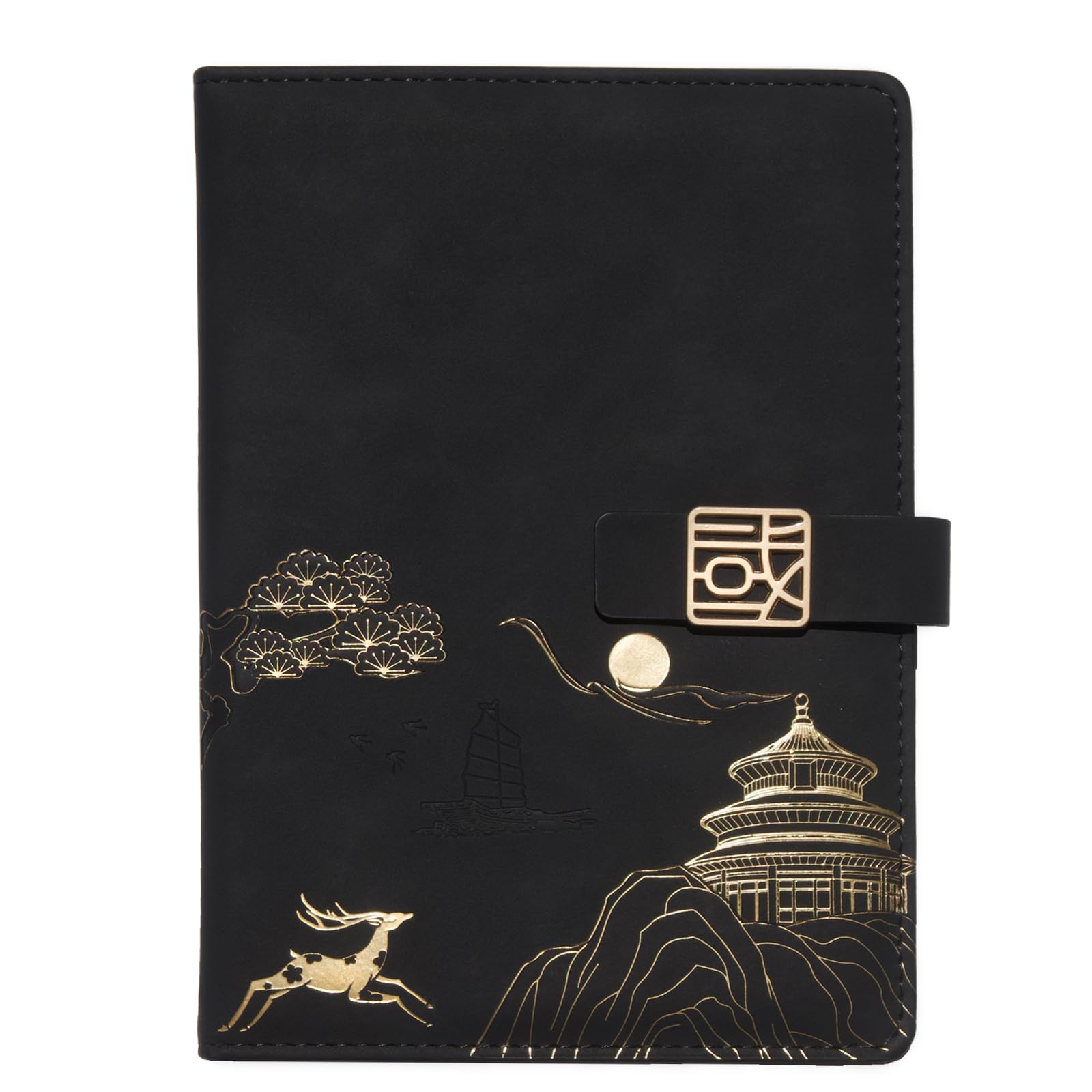 Journal for Women&Men Faux Leather Hardcover Journaling Notebook Travel Journal A5 College Ruled 200 Lined Pages Lay-Flat Personal Diary with Magnetic Buckle