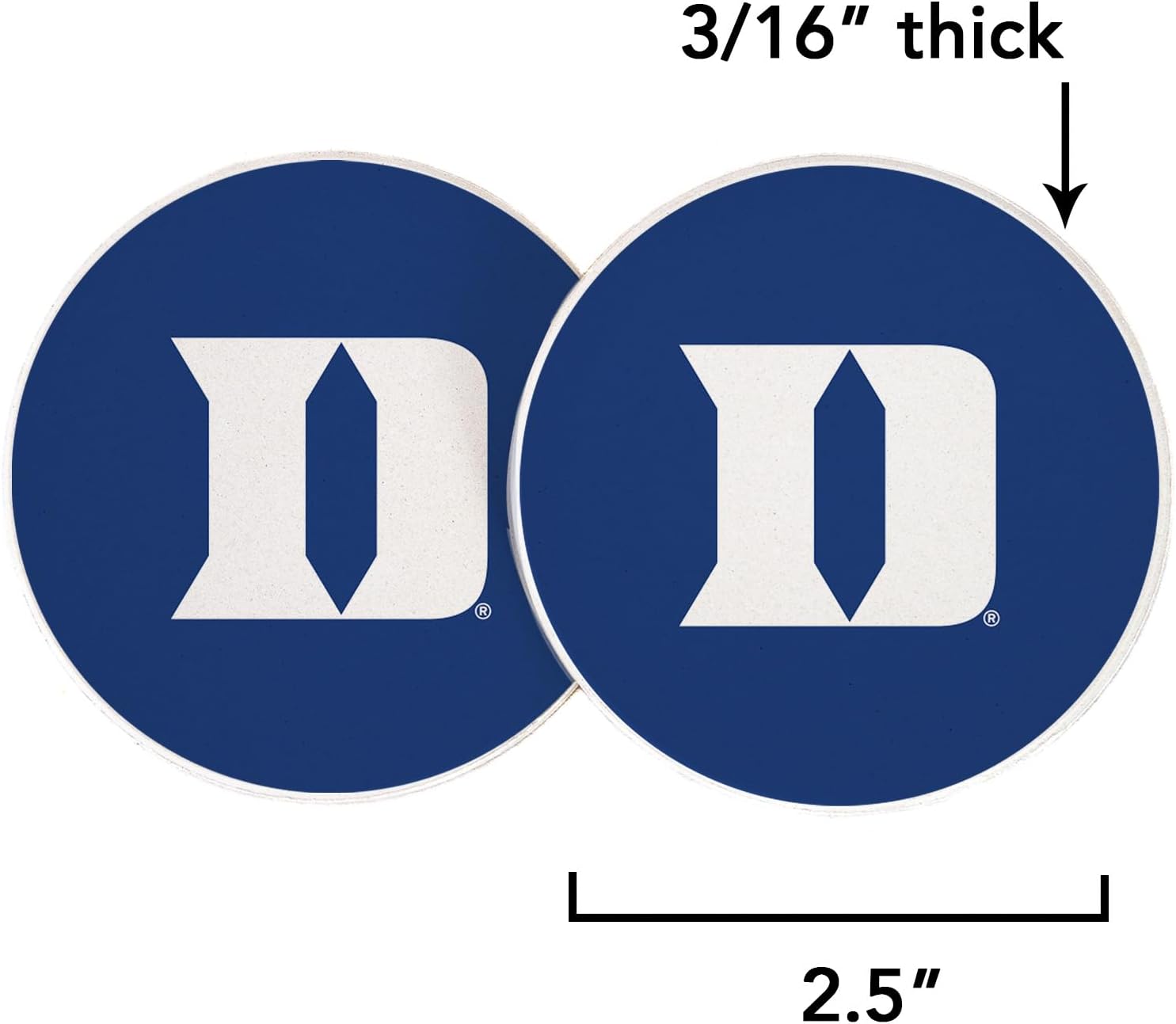 Desert Cactus Duke University Car Accessories Blue Devils Absorbent Sandstone Cup Coasters Licensed Product Set of 2 (Design A) - Image 2
