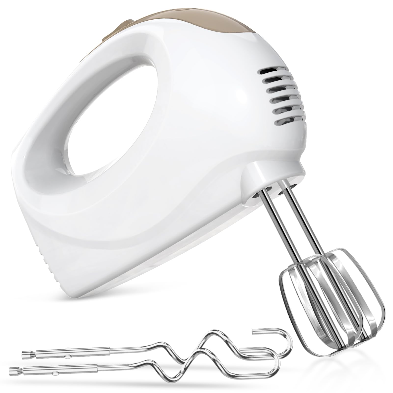 Photo 1 of Showvigor Electric Hand Mixer, 5-Speed Handheld Mixer with Stainless Steel Whisk & Beaters, Lightweight Portable Kitchen Mixer for Baking, Mixing, and Cooking