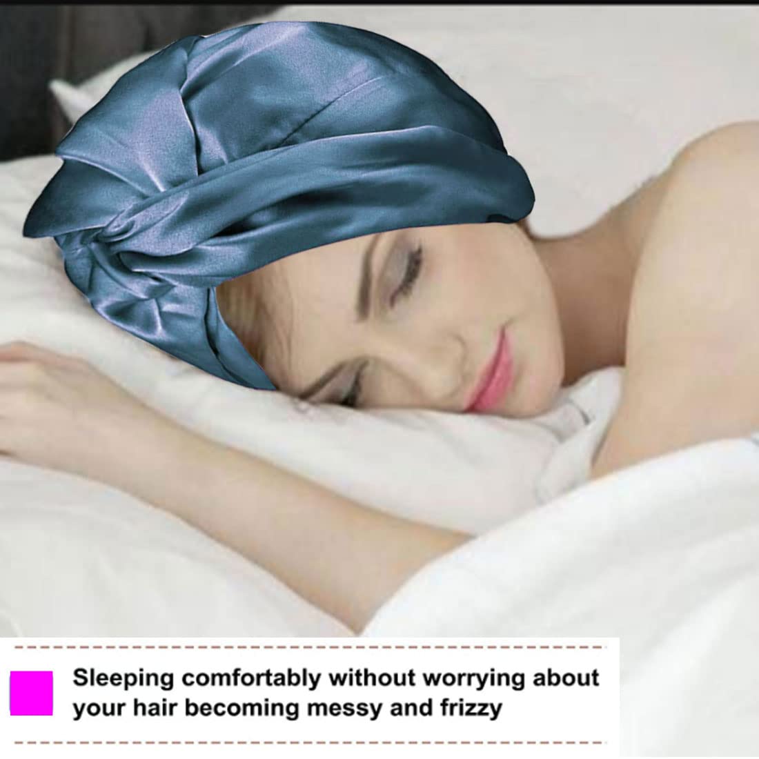 Silk Hair Bonnet Hair Wrap for Sleeping Imitation Silk Bonnet Sleep Night Cap for Women Satin Bonnet Double Layer Soft Head Scarf Match Strong Elastic Band Apply to Wash - Image 2