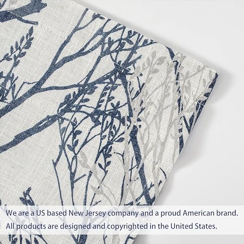 Driftaway TREEB5214BLUE Tree Branch Linen Lined Valance Double Layer Thermal Insulated Room Darkening Blackout Valances 3 Inch Rod Pocket Short Window Valance thumb #2