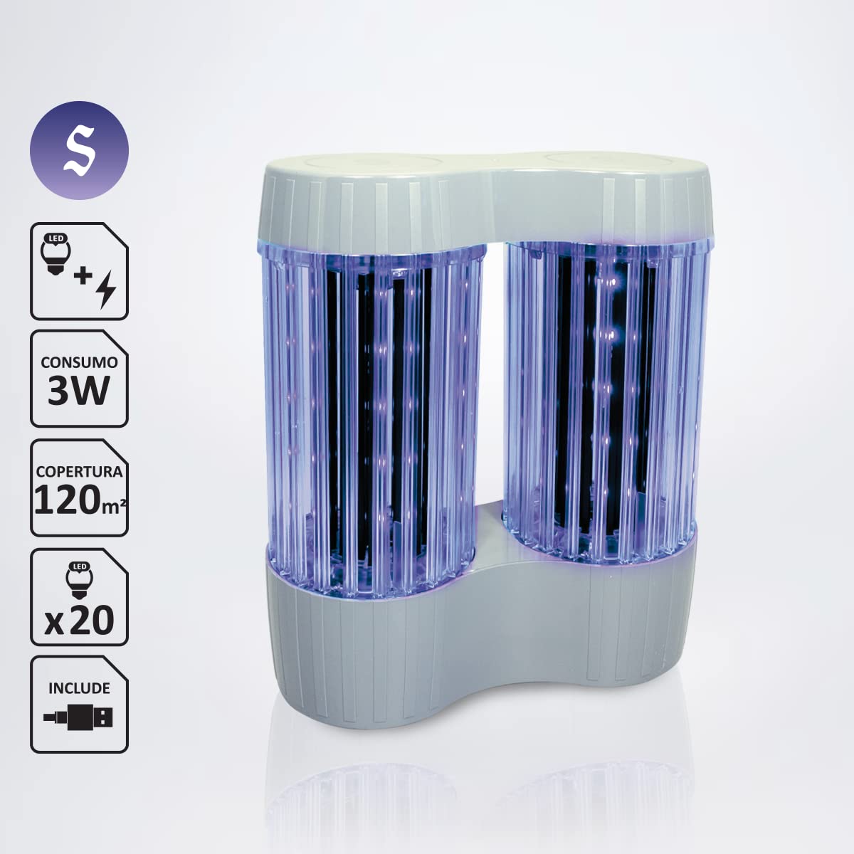 Elettroinsetticida Zanzariera Elettrica USB BI-ZAN ITALY | Lampada Antizanzare Silenziosa, Senza Odori, per Interni ed Esterni | Brucia Zanzare LED Basso Consumo – Made in Italy