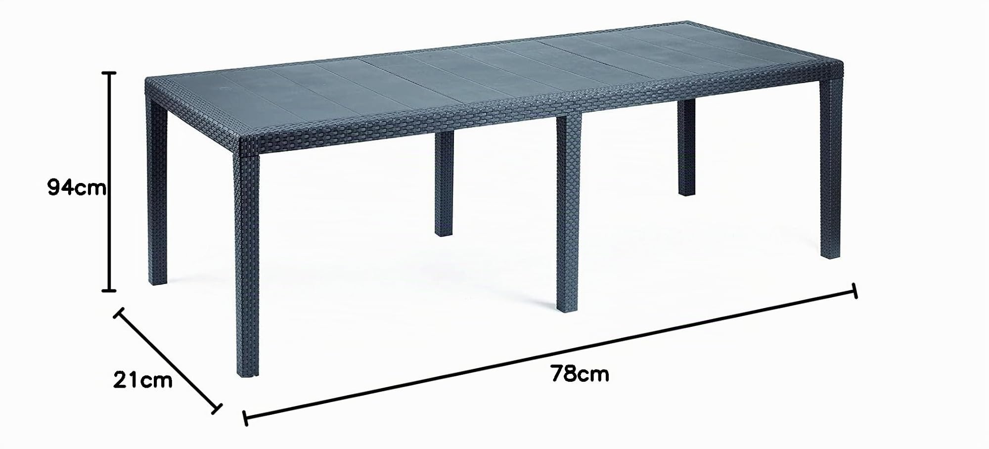 Dmora Table d'extérieur Roma extensible effet rotin 150/220x90x72 cm Anthracite