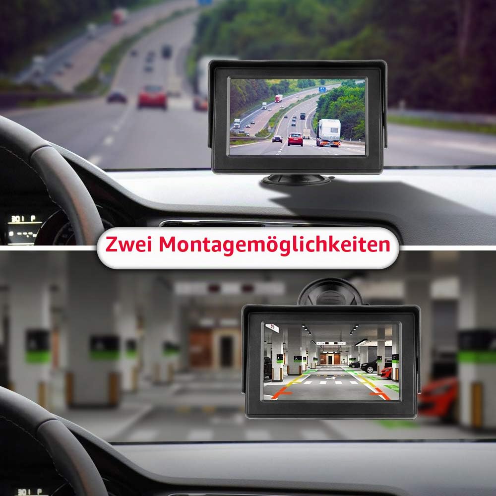 Rückfahrkamera mit Monitor 4.3" LCD IP68 Wasserdicht Nachtsicht Einparkhilfe System