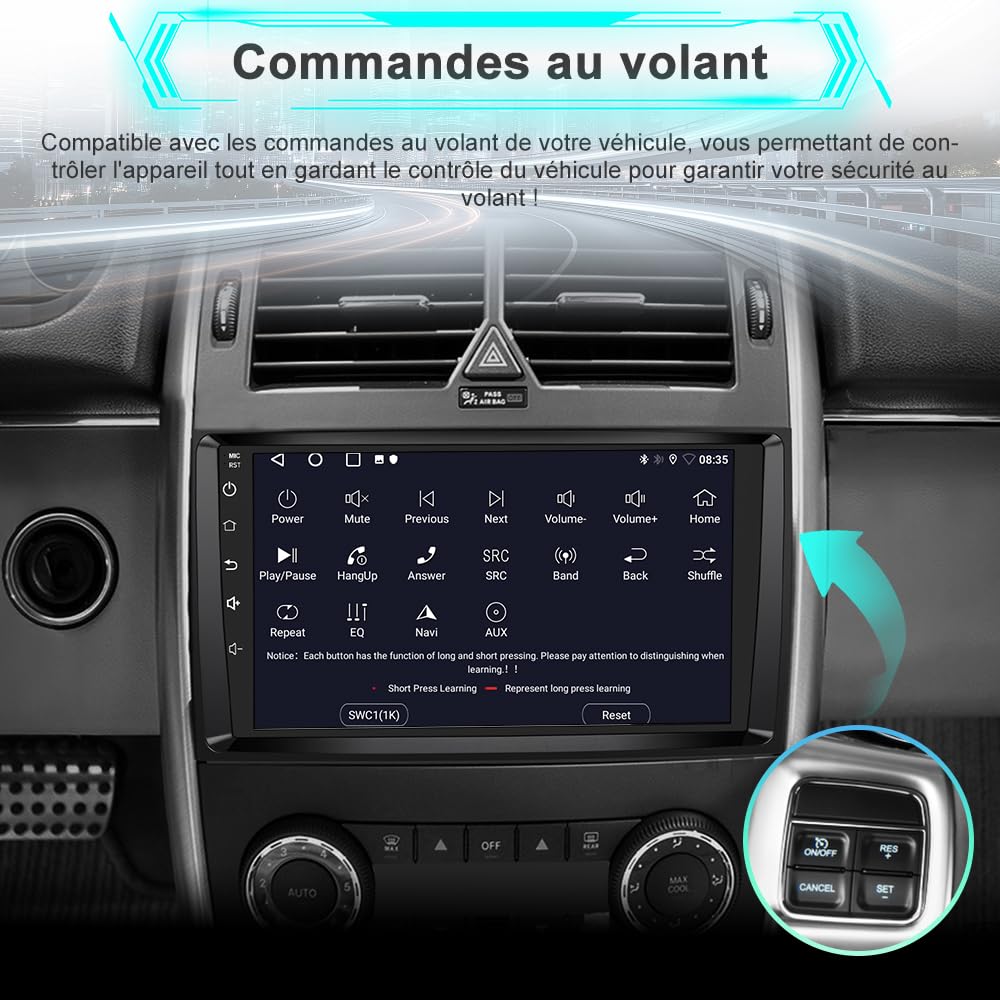AWESAFE Autoradio Android 15 pour Mercedes Benz B200 Classe B W169 W245 W639 Vito Viano W906 [2Go+64Go] avec Carplay Android Auto 9 Pouces GPS WiFi USB FM Bluetooth Commande au Volant