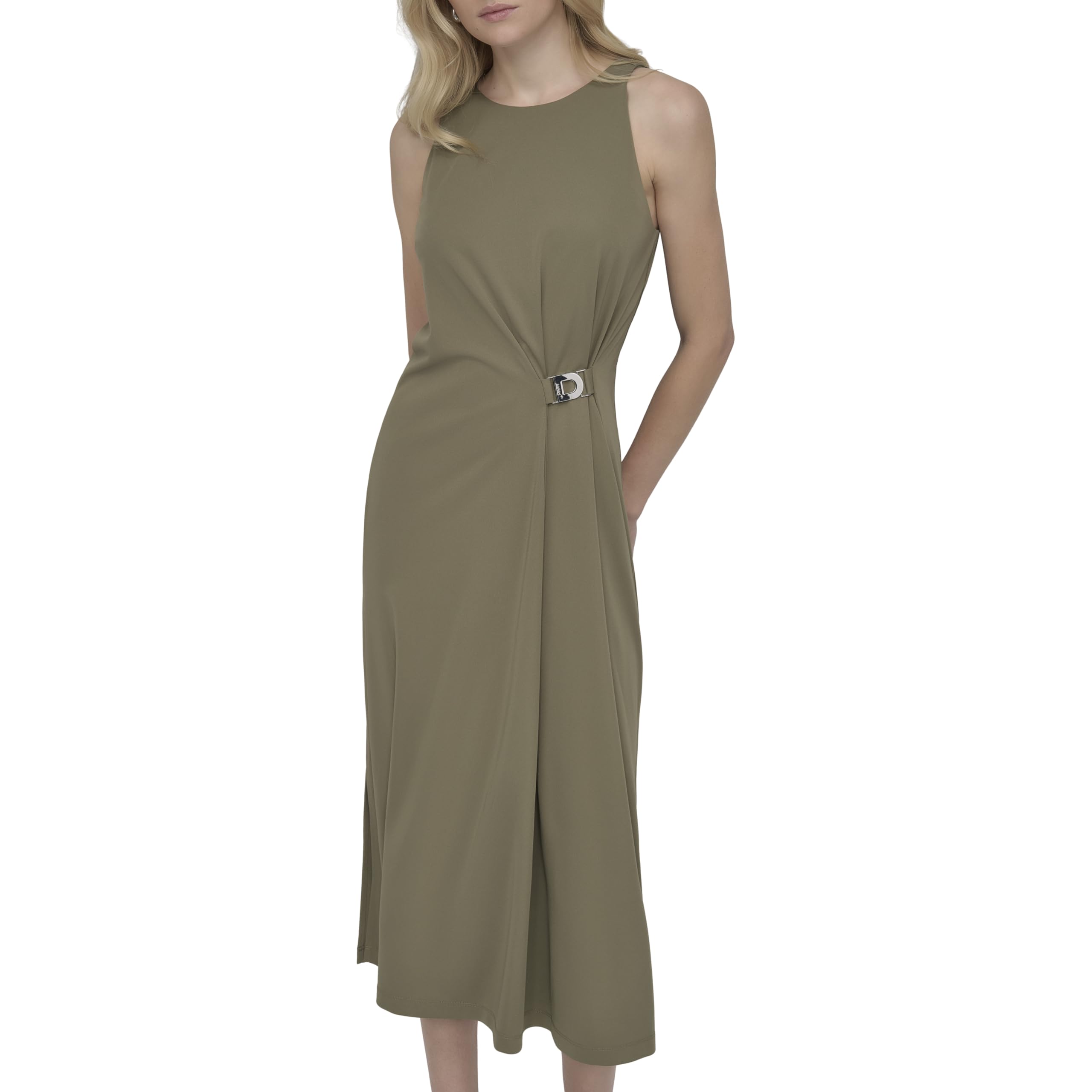 DKNY Sleeveless Jewel Neck Midi Dress Vestido para Mujer
