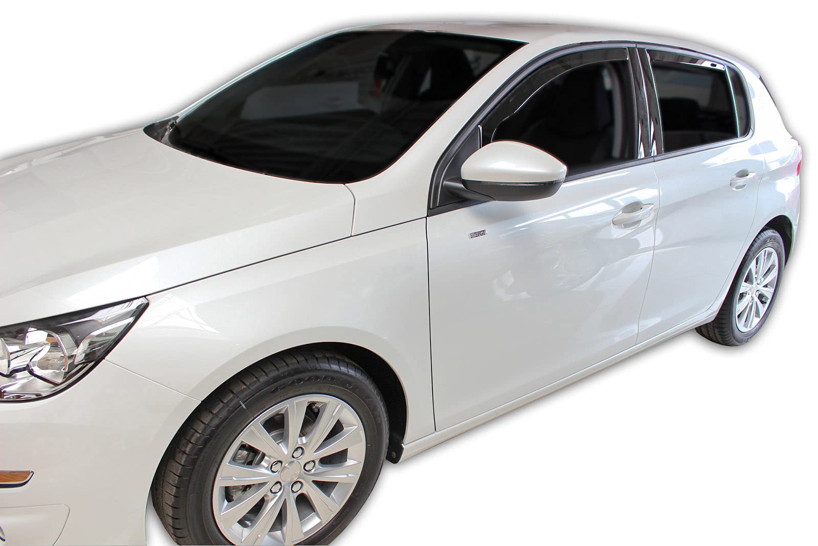 J&J AUTOMOTIVE GD Déflecteurs d'air et de Vent pour Peugeot 308 5P. Berline 2014-2021, Ensemble 4pcs, Teintés, Avant et Arrière, Aérodynamique