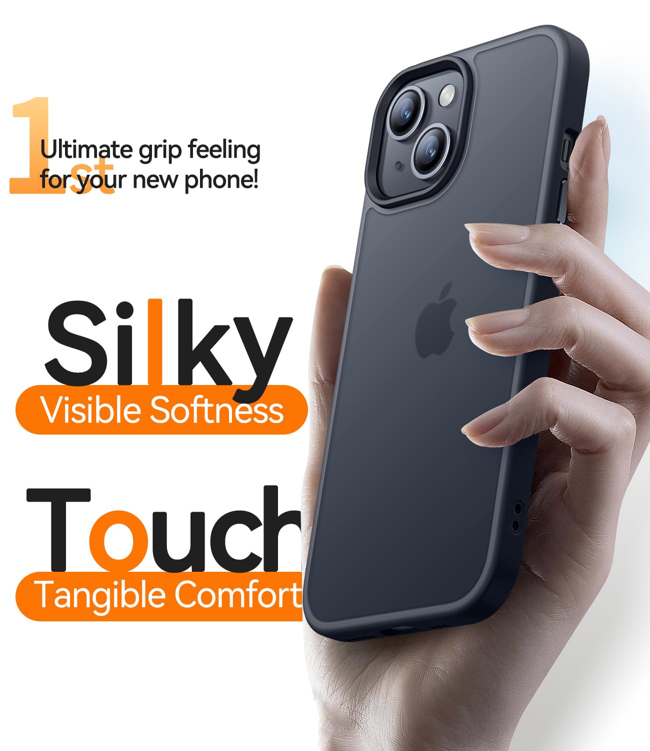 CANSHN Cover Opaca per iPhone 13 e iPhone 14(6,1 Pollici), Custodia Traslucida Opaca Protettiva Sottile Antiurto - Nero