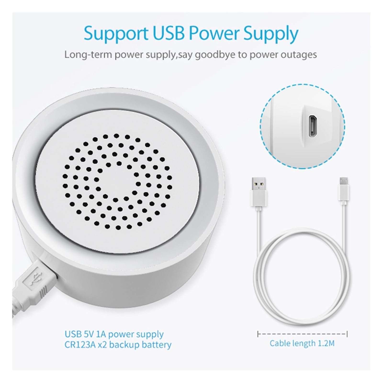 Smart Sirene Alarm Sensor Sound Licht Alarm USB Smart Sensor Kompatibel for Home Security