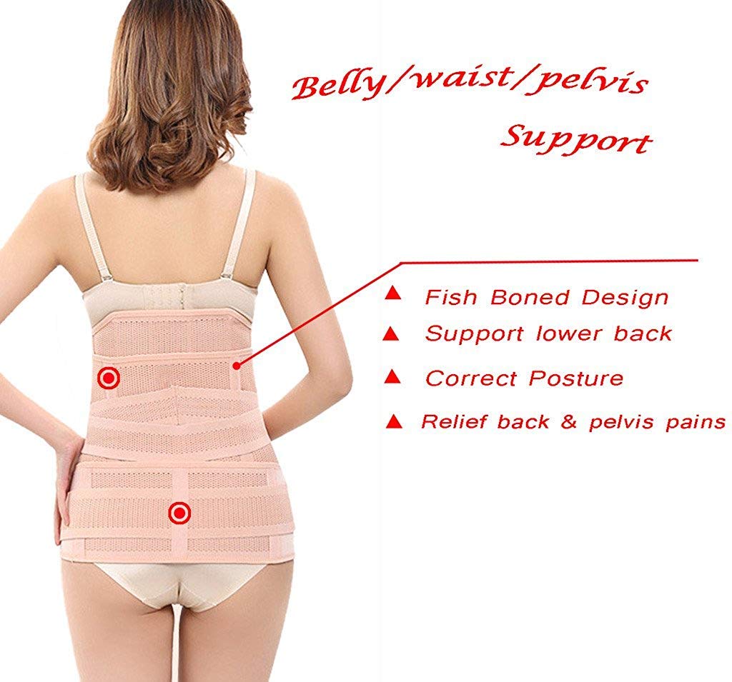 Cintura da donna 3 in 1 per addominale postnatale cintura per abbigliamento cintura legante pancia dopo la nascita cesareo gravidanza fascia addominale fascia gastrica, albikosenmesh-L