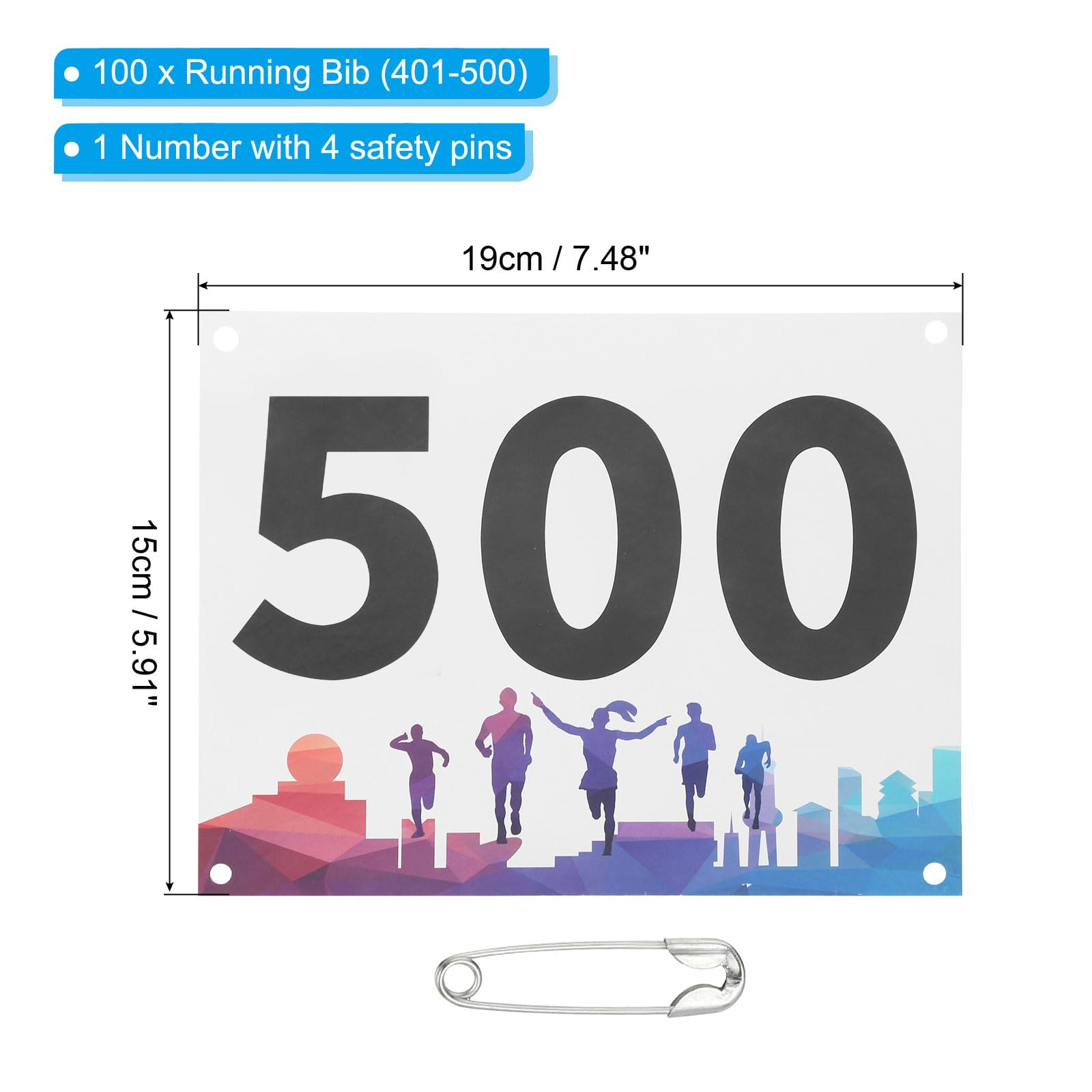 PATIKIL Dossards de course à pied indéchirables, imperméables avec épingle de sûreté pour marathon sport jeu