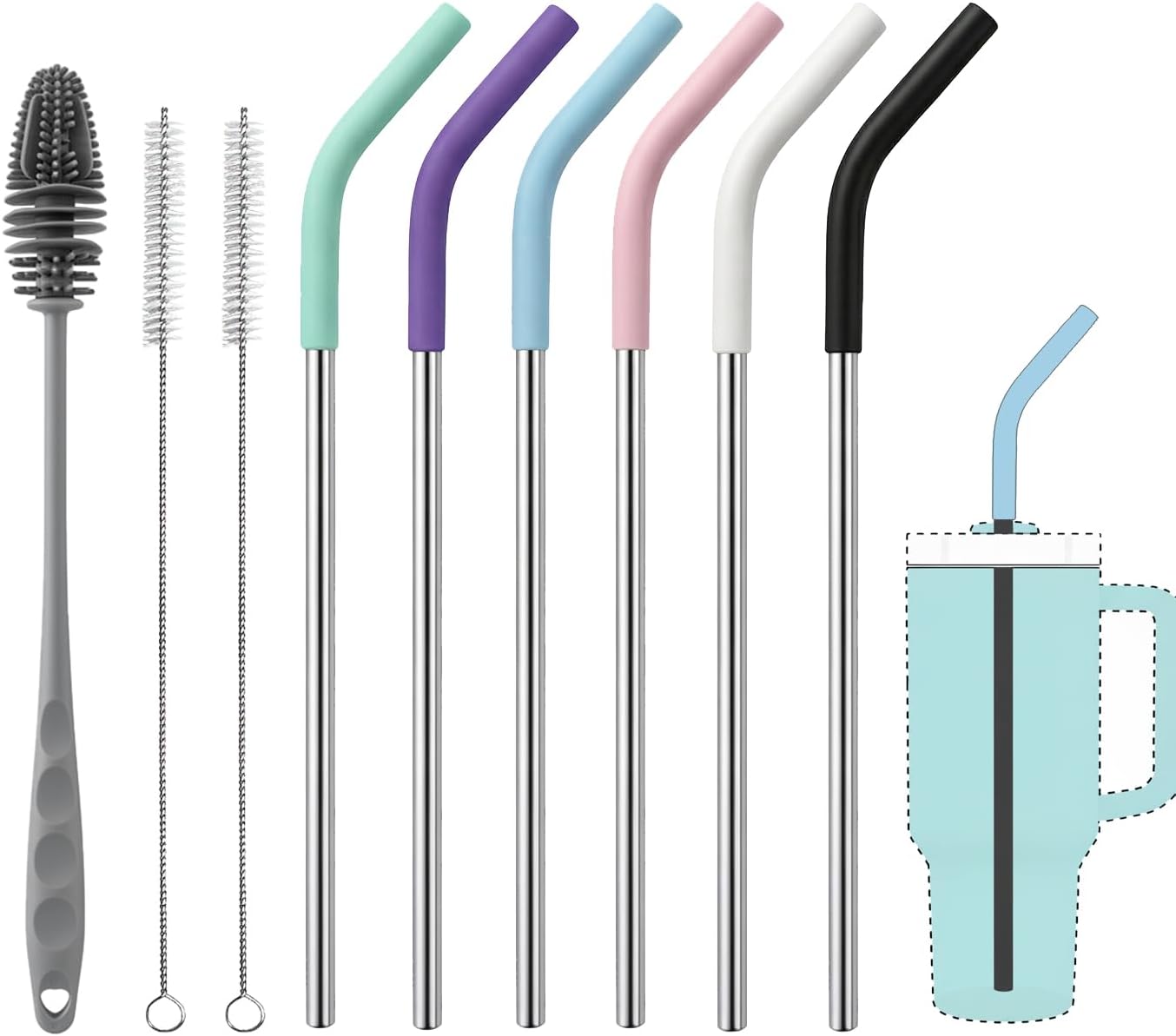 4 Pack 12" Long Replacement Straws for 40oz Stanley Tumblers