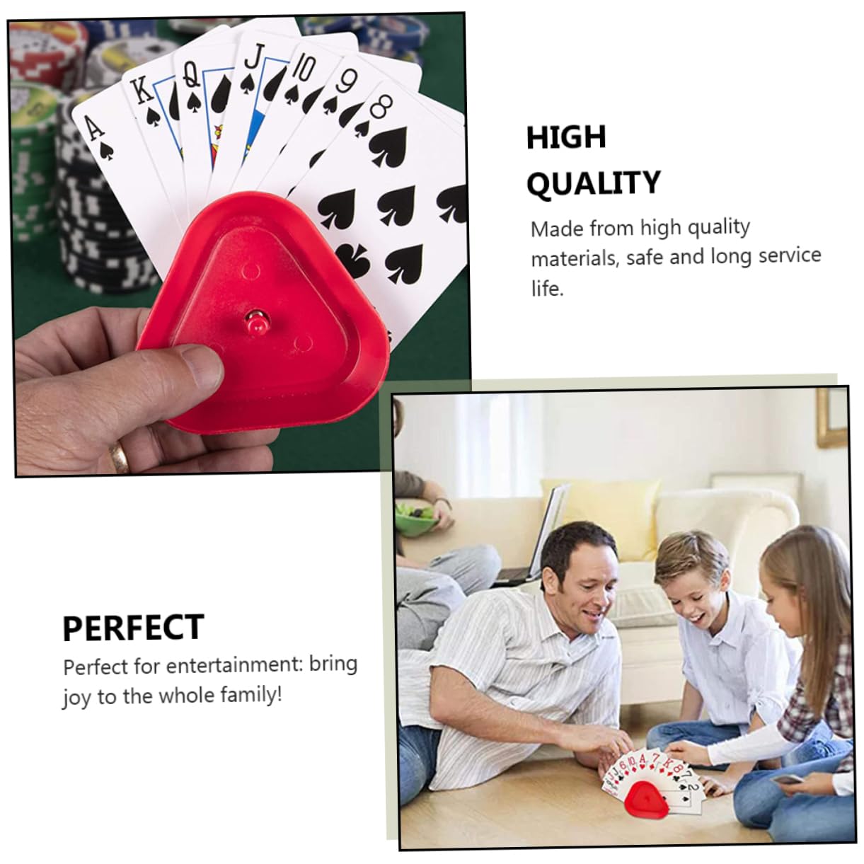CIYODO 4pcs Triangle Poker Card Rack Holder Tray for Small Hands Spring-Action Design Easy to Use