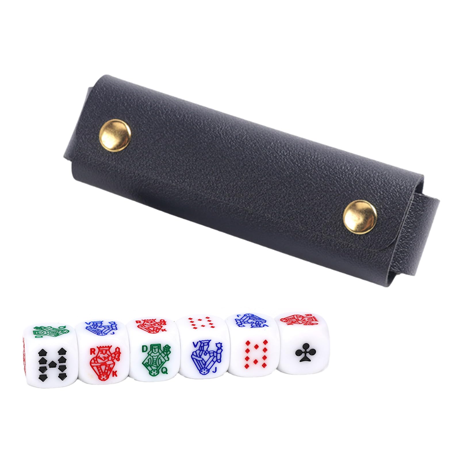 yishunshunkuai 6 Pcs Poker Dice Set with Leather Case for Party Games and Travel