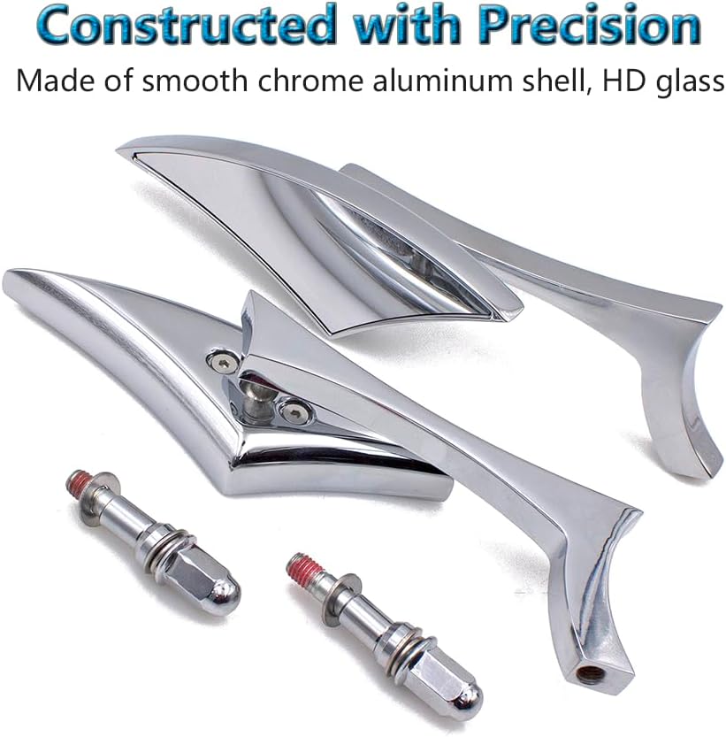 Handlebar Mount Mirrors,Left & Right Side Long Stem Rearview mirrors for 1982-2024 Harley Models,for CVO Dyna Electra Glide Road Glide Road King Softail Street Glide Sportster 1200 883,Chrome