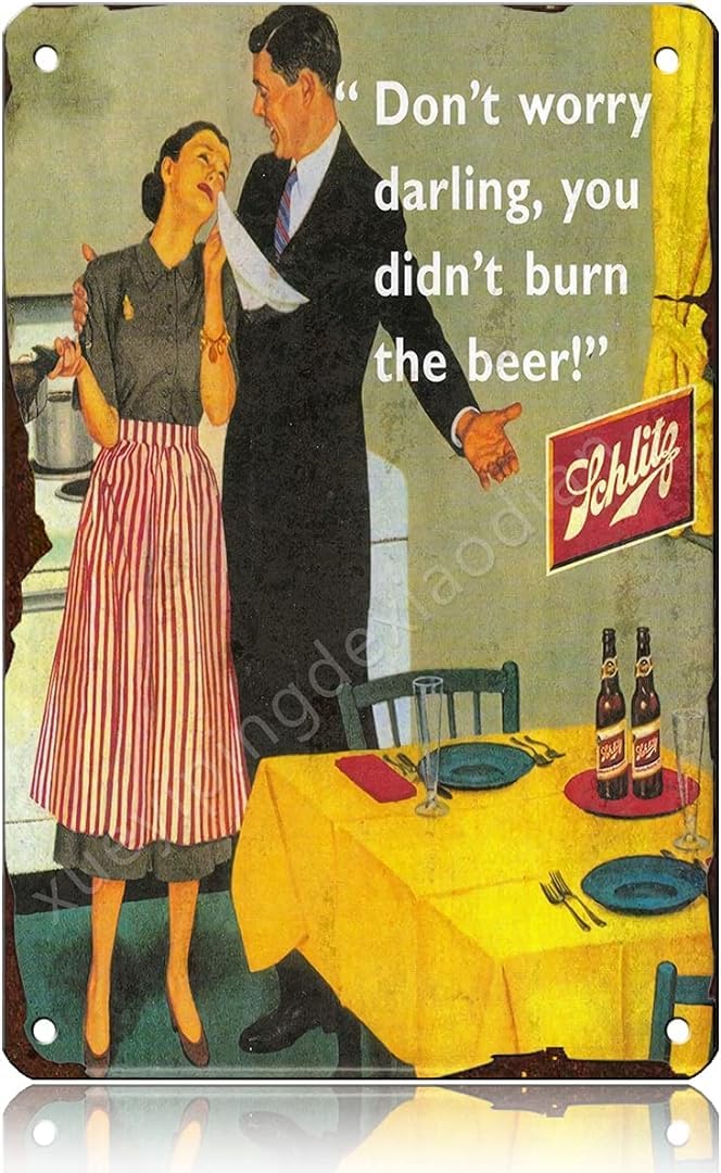 Ahee Vintage New Metal Tin Sign 8"X12" Don't Worry Darling You Didn't Burn The Beer Gifts Kitchen Decor Garden Yard Signs Christmas Signs Home Cafe Bar Art Wall Sign Plaque