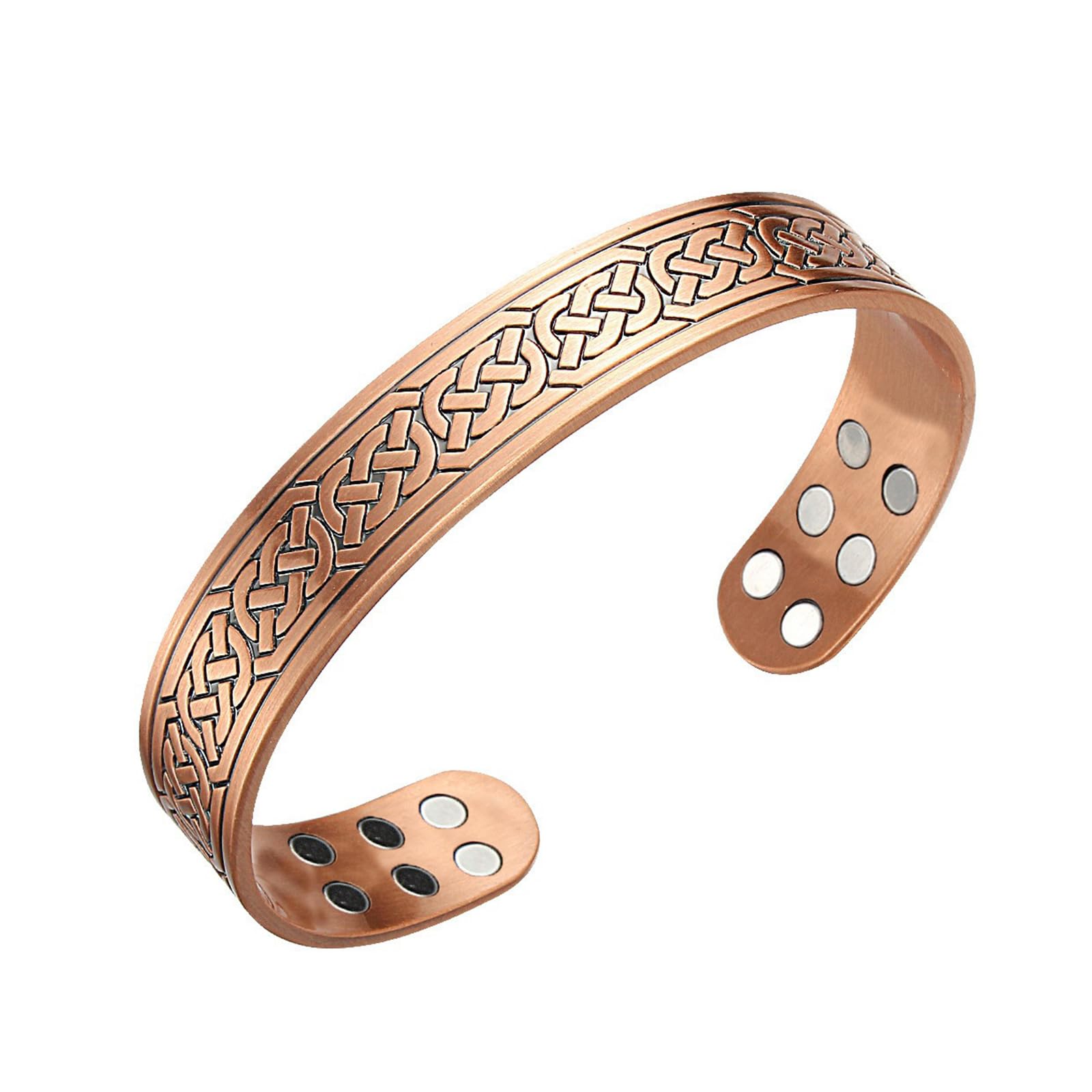 Wisfunlly Copper Magnetic Bracelets for Men Women, Magnetic Therapy Bracelet, Adjustable Copper Cuff Bangle, Wide Solid Copper Magentic Bracelet Solid Copper Cuff Bangle Joint Pain Arthritis Relief