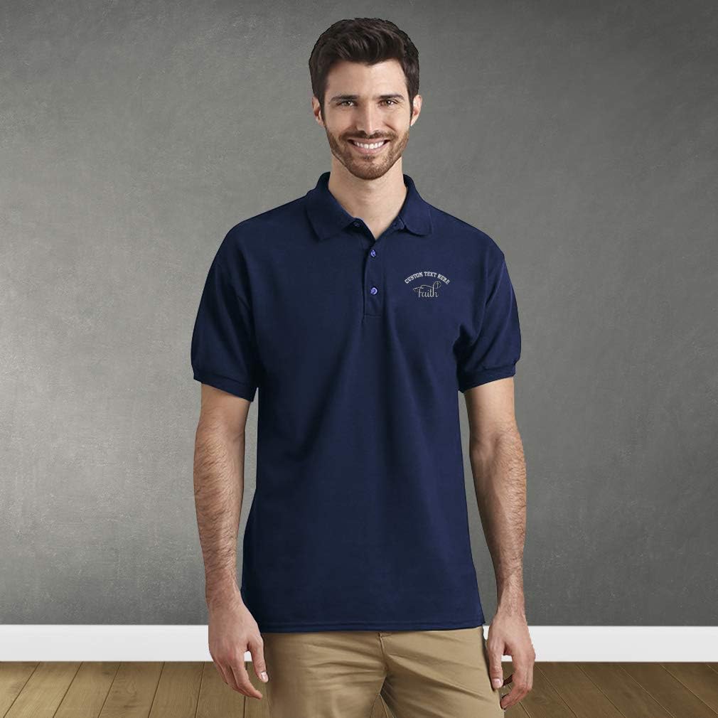 Custom Polo Shirts for Men Faith Christian Cross Embroidery Cotton