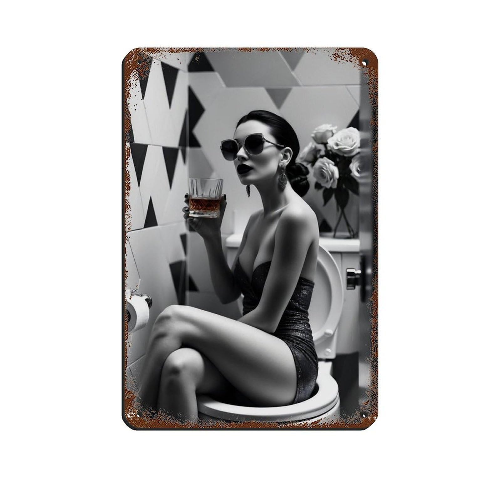 Glamorous Black And White Home Decor Retro Poster Metal Tin Sign Chic Art Retro Iron Painting Bar People Cave Cafe Family Garage Poster Wall Decoration 8x12inch(20x30cm)