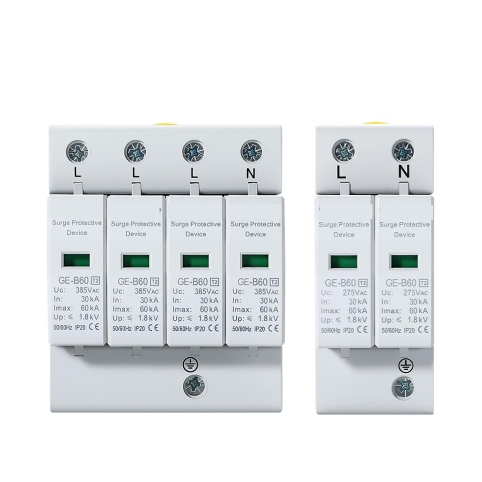 2P 4P AC SPD 20KA 30KA 80KA 100KA ﻿ House Lightning Surge Protector Device Low Voltage Arrester 40KA 60KA 275V 385V(4P AC385V,20-40KA)