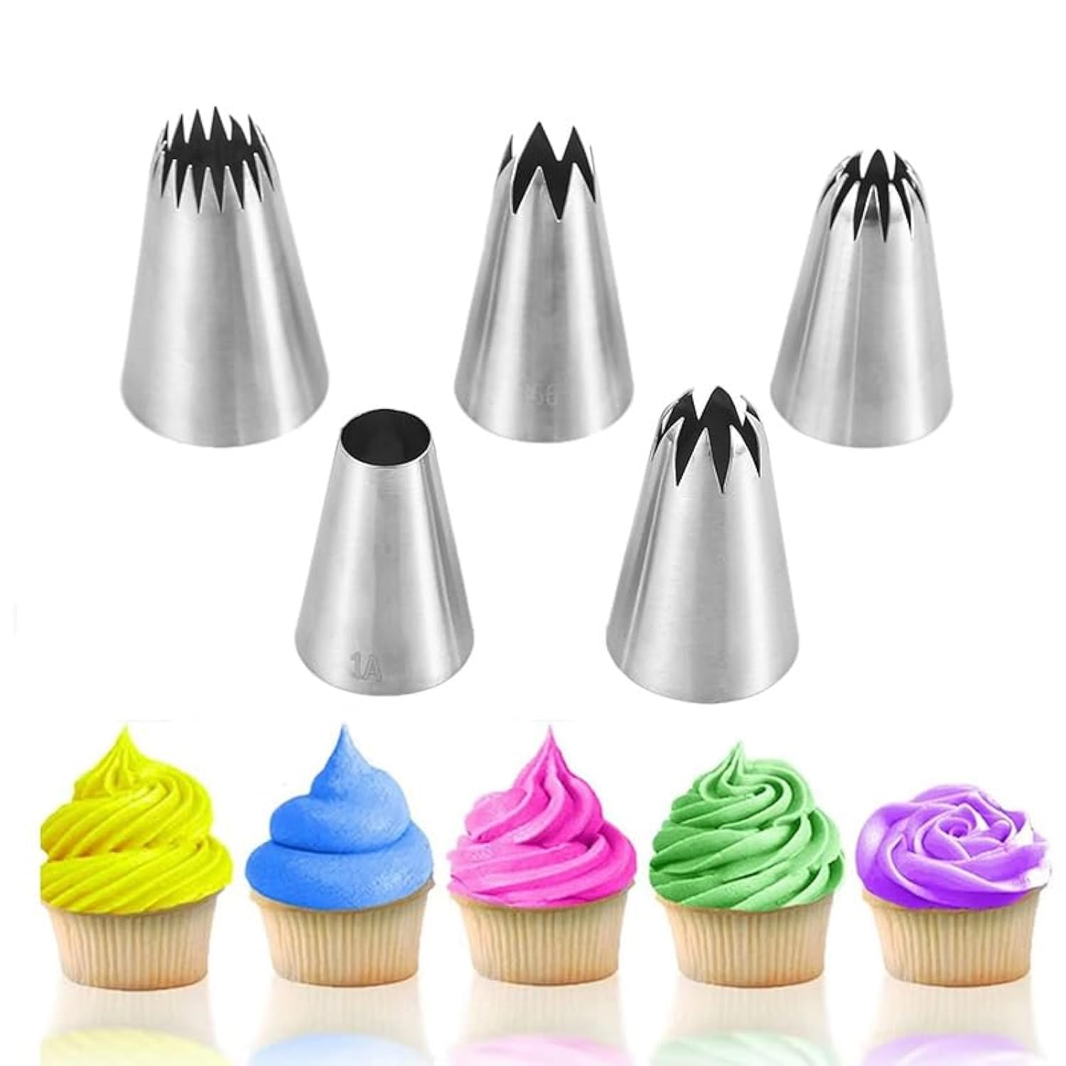SICHER Large Piping And Icing Nozzle Stainless Steel Decoration DIY Nozzles Tips Kit Pastry Baking Tools For Cakes Cookies Decorating 5 pcs/set