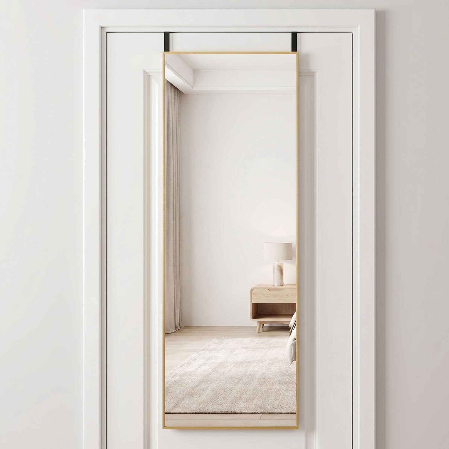48' x 14' Full Length Mirror Over the Door Adjustable Height Gold