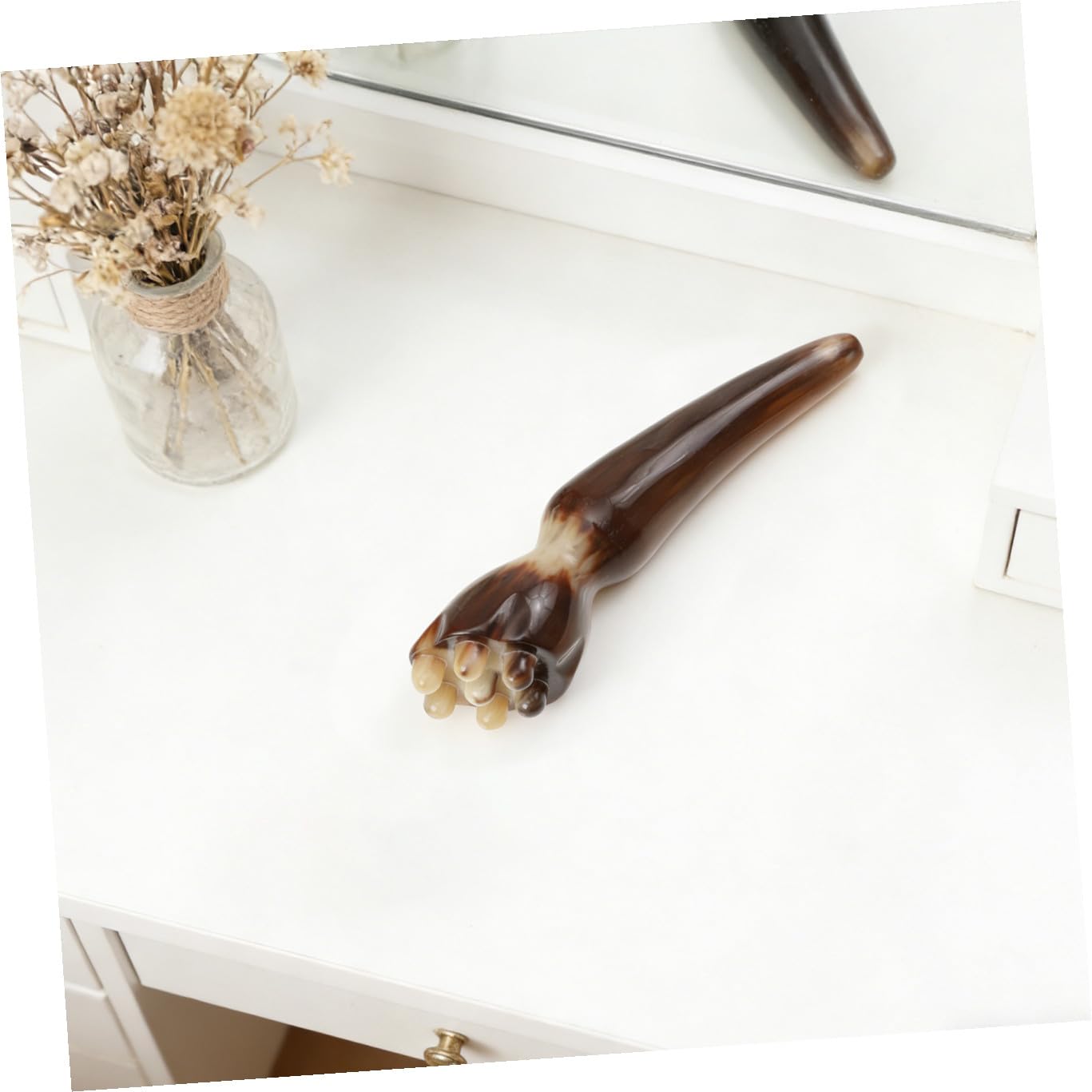 Gesichtsmassager Gua Sha aus Natürlichem Horn Kompakt für Entspannende Gesichtsmassage Muskelentspannung Augen und Körperanwendung Kompatibel mit Ölen und Seren
