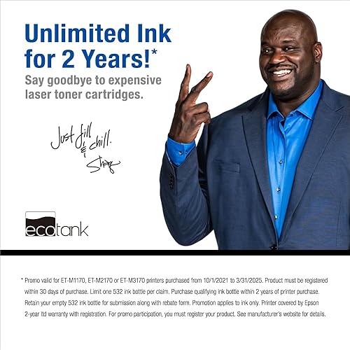 Miniatura 2 de Epson EcoTank ET-M3170 Impresora inalámbrica monocromática todo en uno Supertank con ADF, fax y Ethernet PLUS 2 años de tinta ilimitada*, color