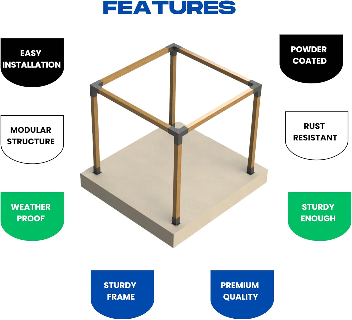 Premium Woodworks Pergola Bracket Kit - 4PCS 3-Way Corner Brackets & 4PCS Post Base Brackets for 4x4 Wood Beams (3.5"x3.5") - Heavy Duty Pergola/Gazebo Hardware, Outdoor DIY Patio Kit