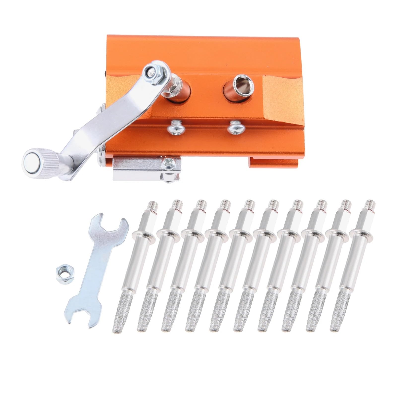 Afilador de motosierra, Kit plantilla sierra portátil, afiladores manivela con 10 cabezales afilado