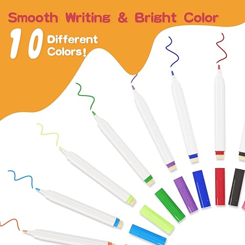 Miniatura 3 de Juego de libros de dibujo para niños, hojas reutilizables de borrado en seco con 10 marcadores, libro de práctica de escritura a mano, libro de