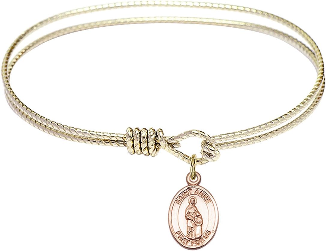 Oval Eye Hook Bangle Bracelet w/St. Anne in Gold-Filled