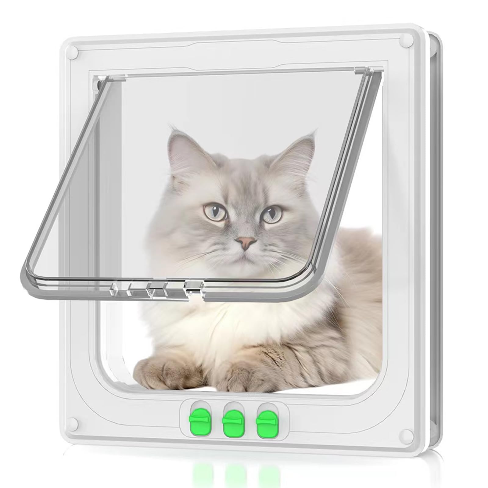 TEGOVE Puerta para Gato con Cierre magnético de 4 vías,Modelo actualizado Gatera para Gatos,Fácil de Instalar,Puerta para Mascotas para Gatos y Perros pequeños 25 x 23.5X 5.5 cm (L)