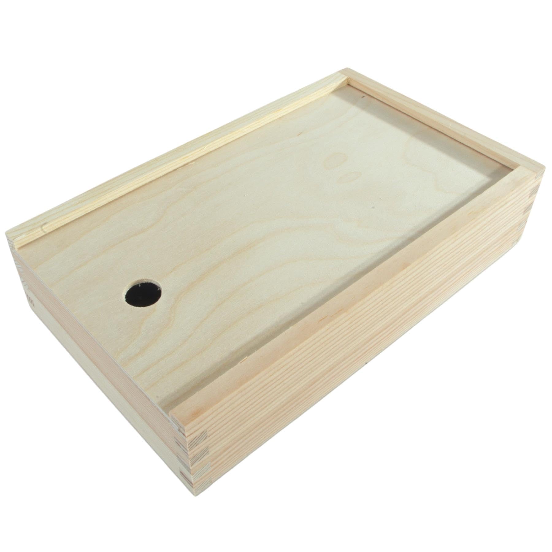 Woodeedoo Wooden Shallow Pencil Storage Box With Sliding Lid Crayon Holder Desk Organiser School Home Gift Slim Decorative Case 25X15X5.5Cm from B&Q