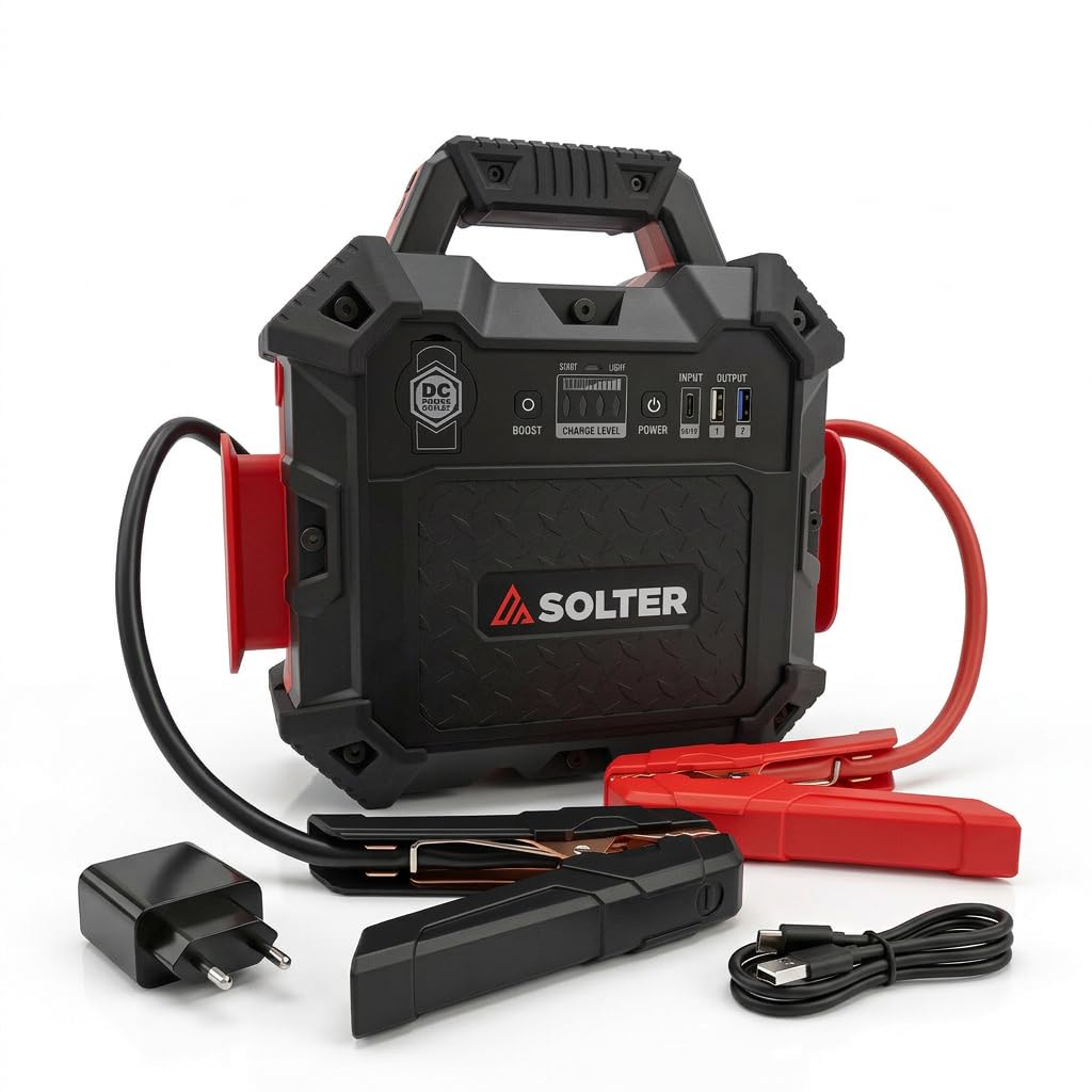 Solter Lithium LT-35 12V Pro Arrancador de Batería 1500A | 32000mAh, Para Coche Diésel y Gasolina, Powerbank USB-C, Modo BOOST