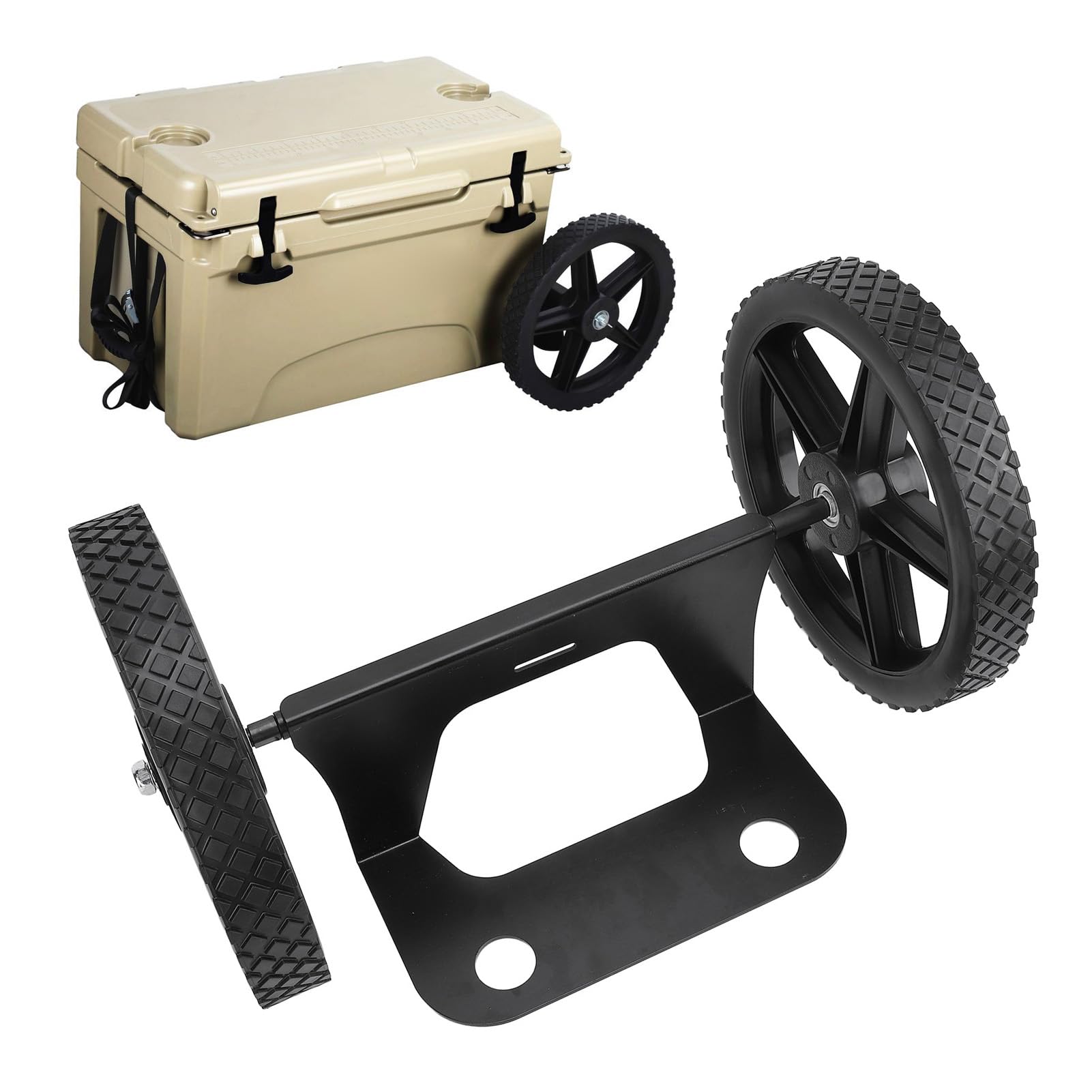Cooler Cart Kit, 12 Heavy Duty Cooler Wheels & Ratchet Straps, Roller Accessories for Camping & Beach, Fits 15.5 to 17.5 Coolers, Complete Kit Includes Hardware