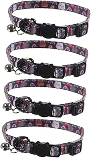 iplusmile 4 Pçs Coleira De Gato Coleiras De Sino De Cachorro Para Cães Pequenos Coleiras De Cachorro Ajustáveis Para Ninhada Coleira De Gato Padrão De Flor Coleiras De Sino De Gato