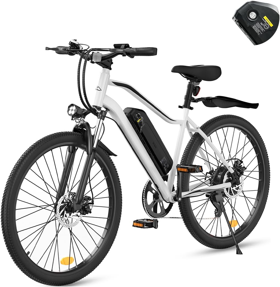 Electric Bike - 500W Peak Motor Electric Bike for Adults, 20MPH Up to 60 Miles, Removable Battery, Shock Absorber, 7-Speed, 26” Tire Electric Commuter Bicycle for Adults