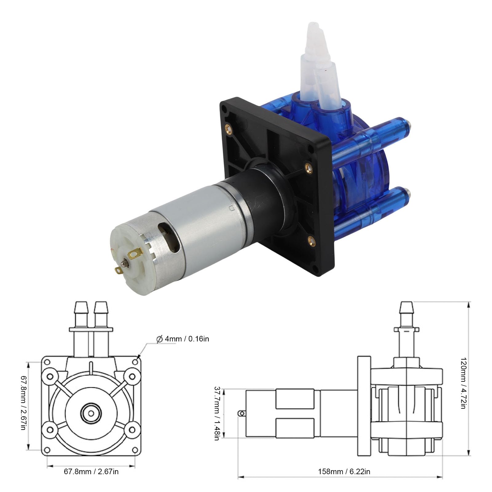 Bomba peristáltica Motor de cepillo de flujo de 800 ml/min Reemplazo de la máquina de lavandería Sujeción segura del tubo Alto caudal Versátil Fácil instalación (12V)