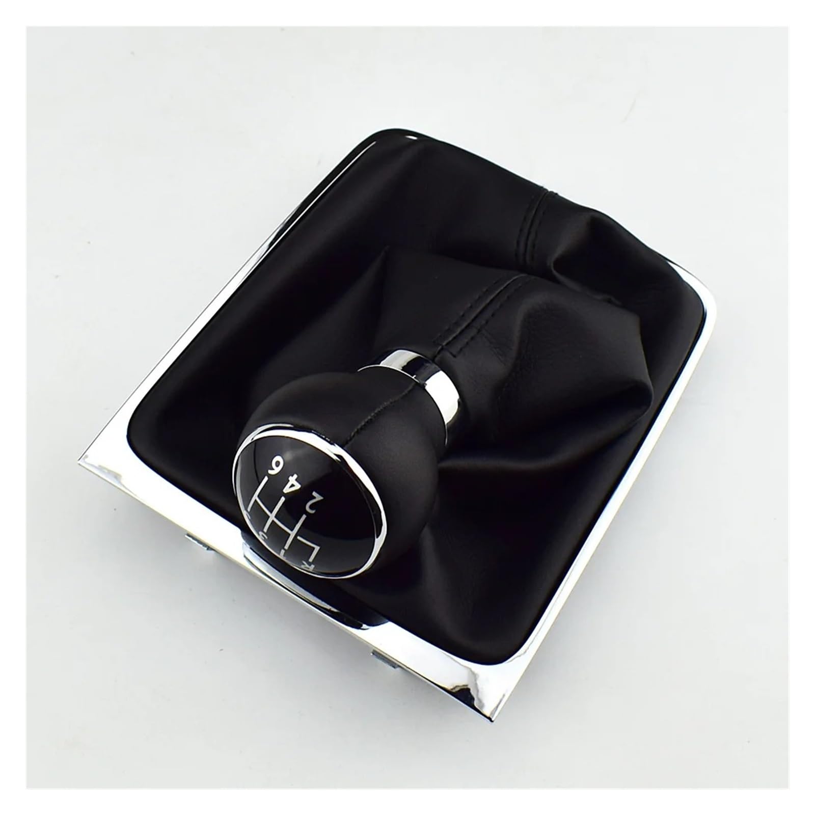 SAUANMNKTP Gearshift Knob for VW for Passat B6 5 6 Speed Gear Head Black Shift Knob Boot Gaiter(Leather 6 Speed)
