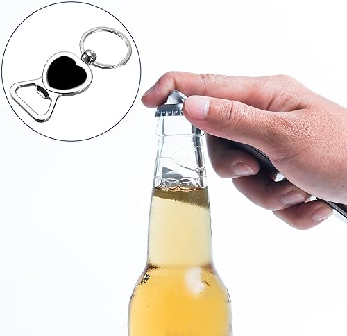 Miniatura 5 de uxcell Llavero abridor de botellas, 2 unidades, abridor de botellas de cerveza de acero inoxidable, llavero plano portátil para hombres, mujeres