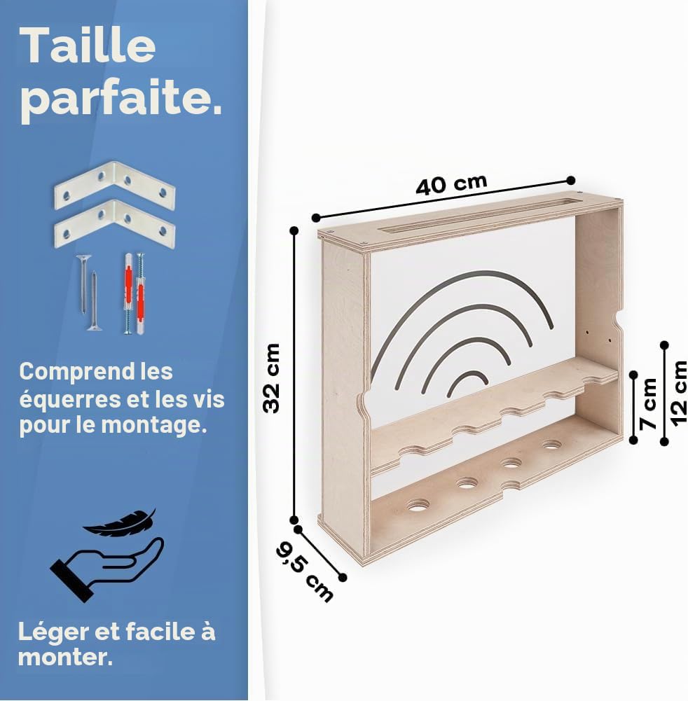 MOE UHANE Cache-routeur WiFi, Cache routeur, étagère pour routeur avec Cache Coulissant, Organisateur d’Espace pour routeur, boîte pour Modem et routeur, boîtier routeur, Montage Mural