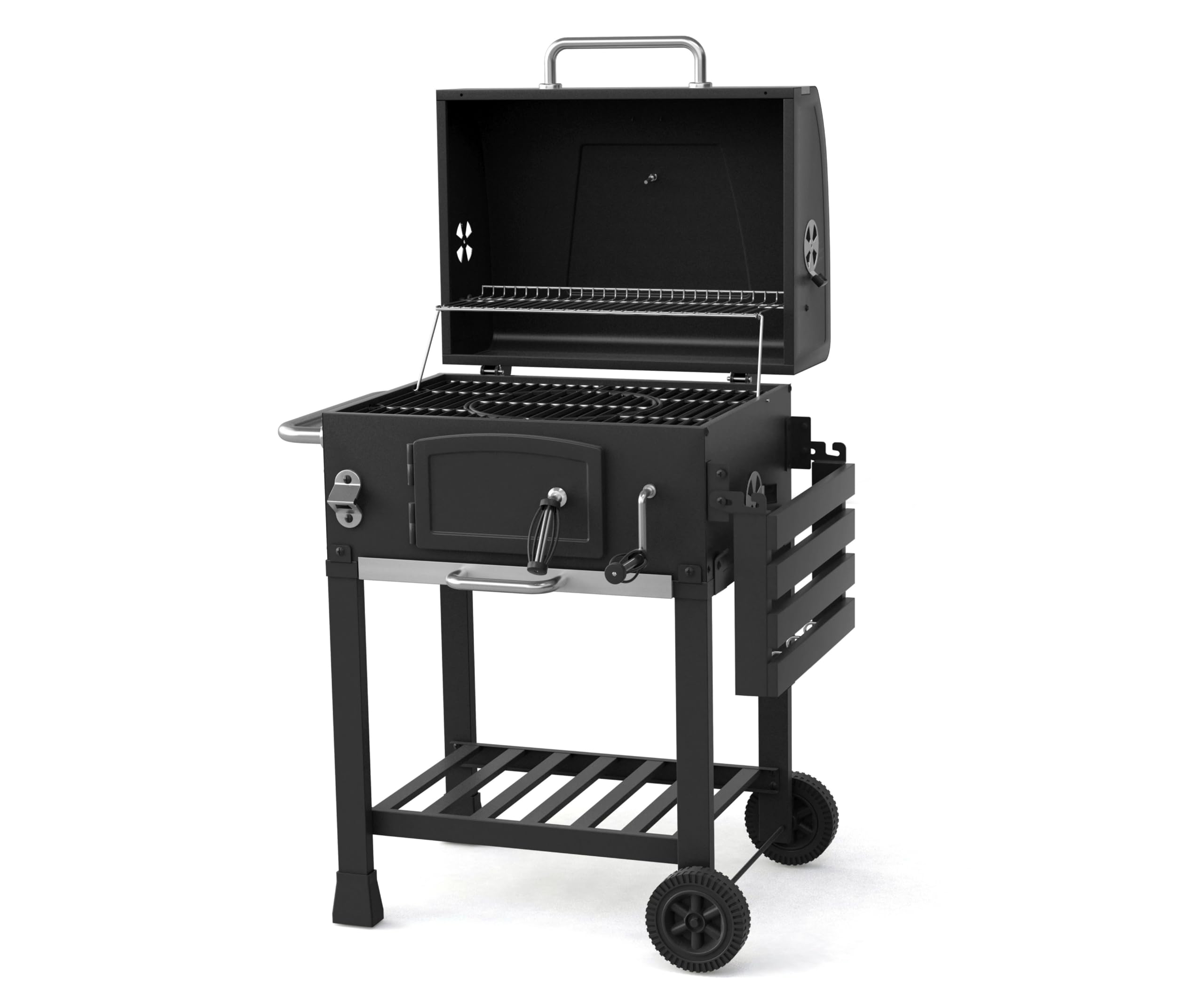 Grill na węgiel drzewny "Calgary" firmy El Fuego® | w zestawie z systemem "Rost-in-Rost" | ruszt do grillowania z żeliwa | design sejfu | w zestawie otwieracz do butelek | grill BBQ | AY 3722
