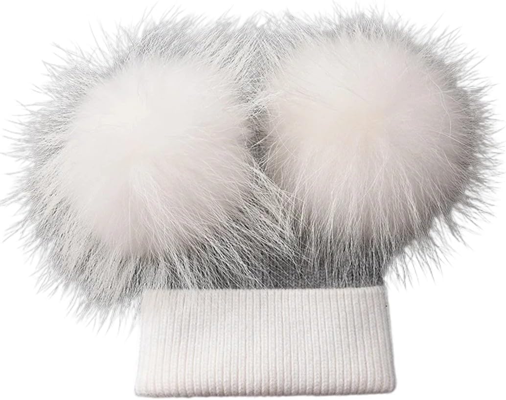 Children Hat Toddler Kids Baby Warm Winter Wool Hat Knit Beanie Two-Color Baby Boys Girls Fur Fuzzy Hat