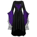 Halloween Costumes Woman 2025 Gothic Dress Vintage Witch Renaissance Medieval Dress Darkness Outfits for Adult